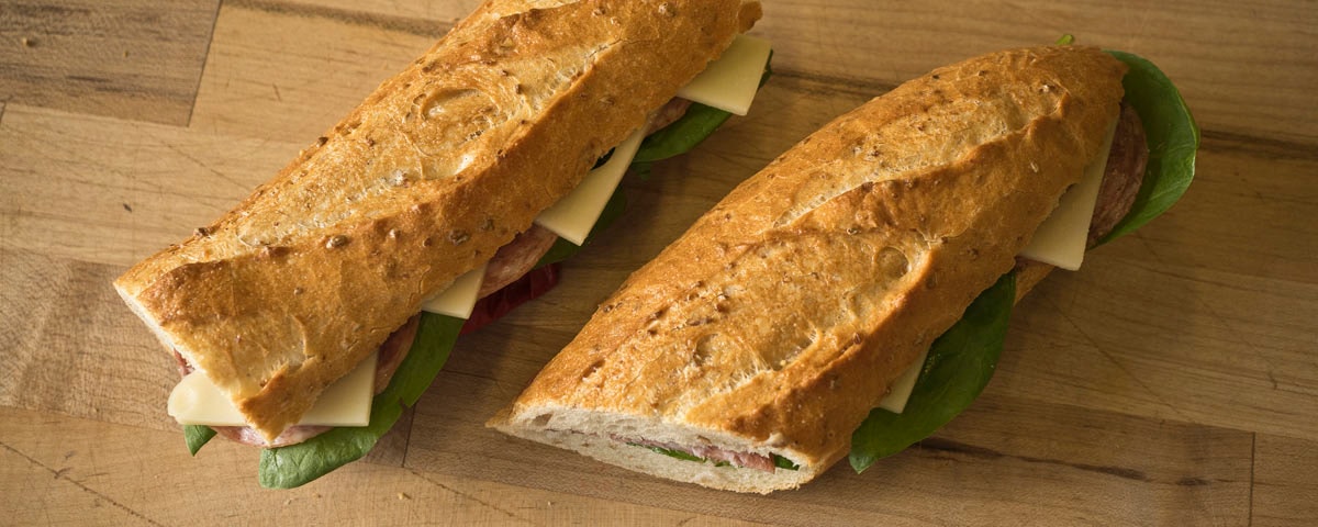 Fresh baguette sandwiches from La Baguette French Bakery café